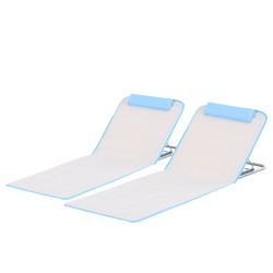 Taitettava aurinkotuoli rannalle ja puutarhaan 2 kpl teräsrunko 134 x 48 x 33 43 cm beige