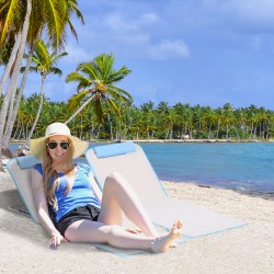 Taitettava aurinkotuoli rannalle ja puutarhaan 2 kpl, teräsrunko, 134 x 48 x 33–43 cm, beige