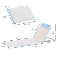 Taitettava aurinkotuoli rannalle ja puutarhaan 2 kpl, teräsrunko, 134 x 48 x 33–43 cm, beige