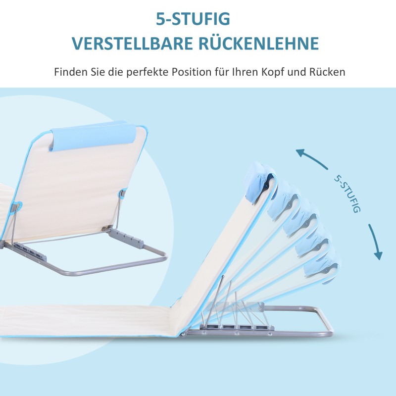 Taitettava aurinkotuoli rannalle ja puutarhaan 2 kpl, teräsrunko, 134 x 48 x 33–43 cm, beige