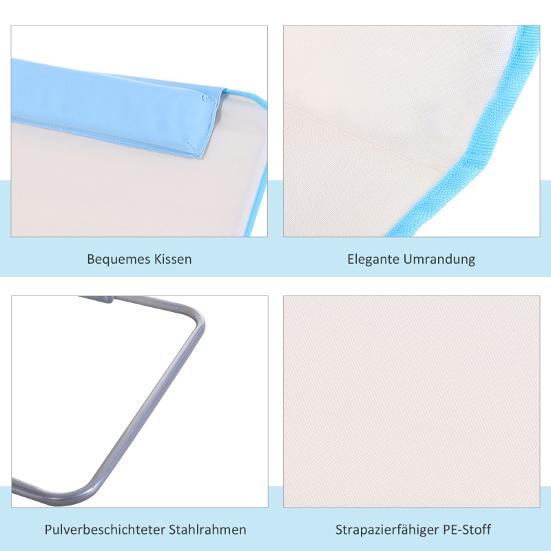 Taitettava aurinkotuoli rannalle ja puutarhaan 2 kpl, teräsrunko, 134 x 48 x 33–43 cm, beige