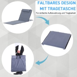 Taitettava puutarhalepotuoli 2 kpl, säädettävä selkänoja ja päätyyny, teräsrunko, harmaa