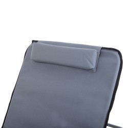 Taitettava puutarhalepotuoli 2 kpl, säädettävä selkänoja ja päätyyny, teräsrunko, harmaa