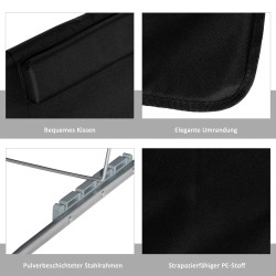 Taitettava aurinkotuolisetti 2 kpl, teräsrunko ja Oxford-polyesteri, 134 x 48 x 33–43 cm, musta