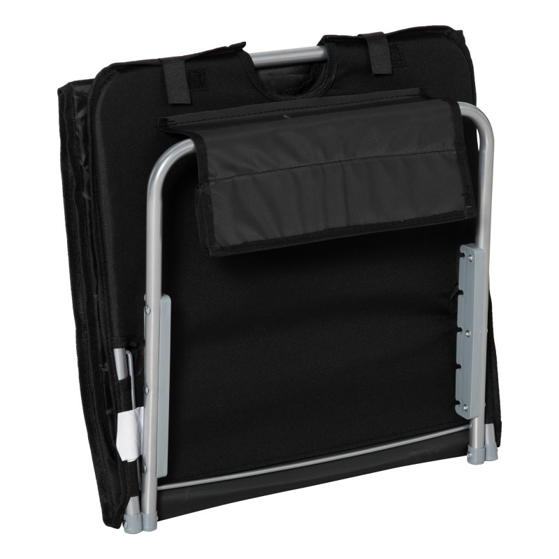 Taitettava aurinkotuolisetti 2 kpl, teräsrunko ja Oxford-polyesteri, 134 x 48 x 33–43 cm, musta