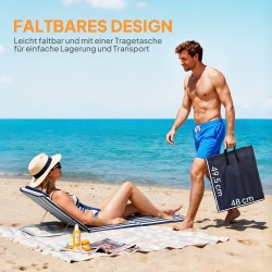 Taitettava aurinkovuodesetti 2 kpl, 5-asentoinen selkänoja, niskatyyny, kantokassi, sininen