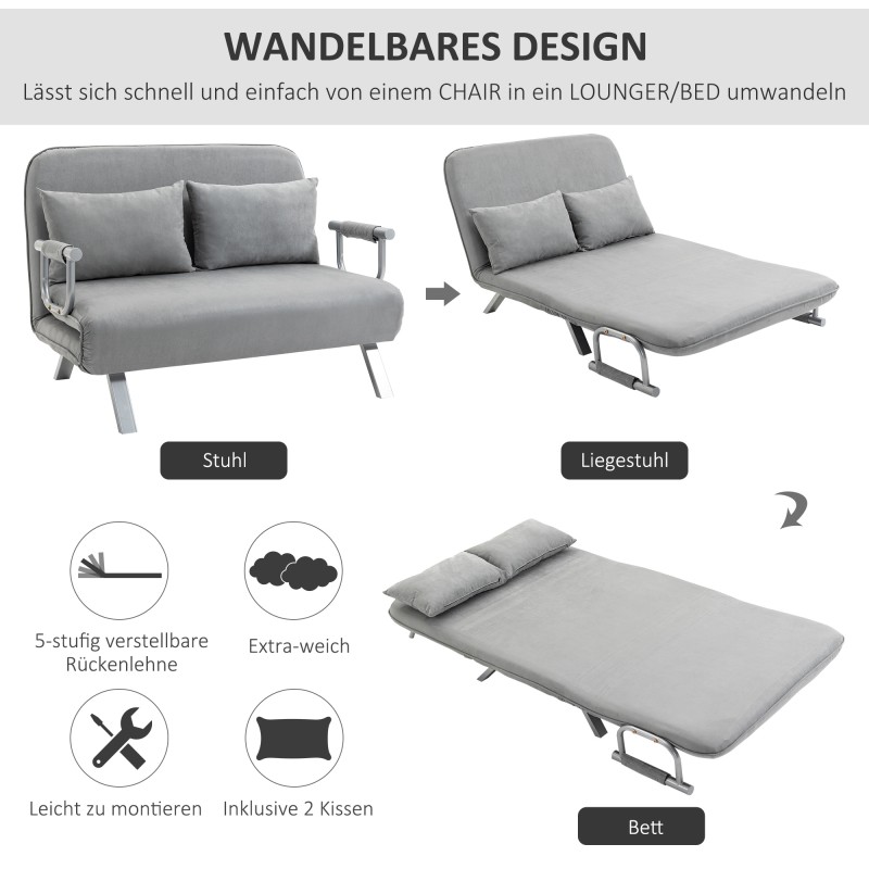 2-istuttava vuodesohva vierashuoneeseen, samettipäällyste, 185 x 105 cm, vaaleanharmaa, 2 tyynyä mukana