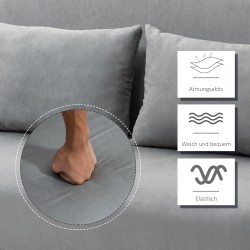 2-istuttava vuodesohva vierashuoneeseen, samettipäällyste, 185 x 105 cm, vaaleanharmaa, 2 tyynyä mukana