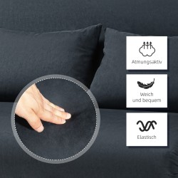 Kahden istuttava vuodesohva, 5-asentoinen selkänoja, mokkajäljitelmä, teräsrunko, musta