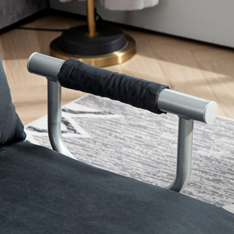 Kahden istuttava vuodesohva, 5-asentoinen selkänoja, mokkajäljitelmä, teräsrunko, musta