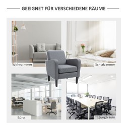 Nojatuoli lepotuoli puujaloilla, kangas leinenlook, 66 x 72 x 74 cm, vaaleanharmaa