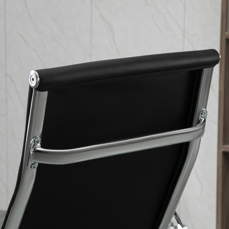 Ergonominen toimistotuoli keinonahkaa keinuntatoiminnolla, säädettävä, musta 54 x 62 x 104–114 cm