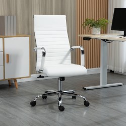 Ergonominen työtuoli toimistoon keinonahkaa, keinumekanismi, säädettävä korkeus, valkoinen