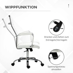 Ergonominen työtuoli toimistoon keinonahkaa, keinumekanismi, säädettävä korkeus, valkoinen