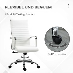 Ergonominen työtuoli toimistoon keinonahkaa, keinumekanismi, säädettävä korkeus, valkoinen