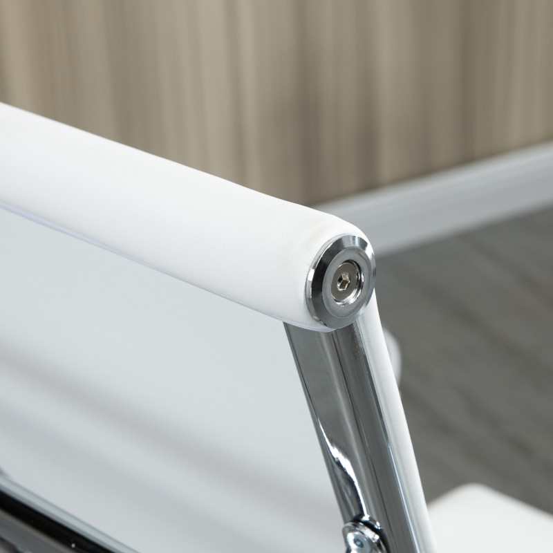 Ergonominen työtuoli toimistoon keinonahkaa, keinumekanismi, säädettävä korkeus, valkoinen