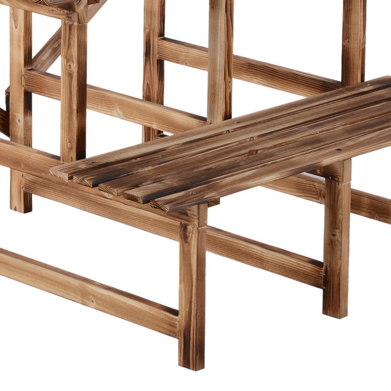 Puinen kasviteline 3 tasoa ulkokäyttöön, massiivipuuta, 80 x 80 x 78 cm, luonnonpuu