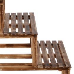 Puinen kasviteline 3 tasoa ulkokäyttöön, massiivipuuta, 80 x 80 x 78 cm, luonnonpuu