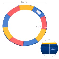 Trampoliinin reunapehmuste Ø305 cm, vettä hylkivä ja UV-kestävä, monivärinen