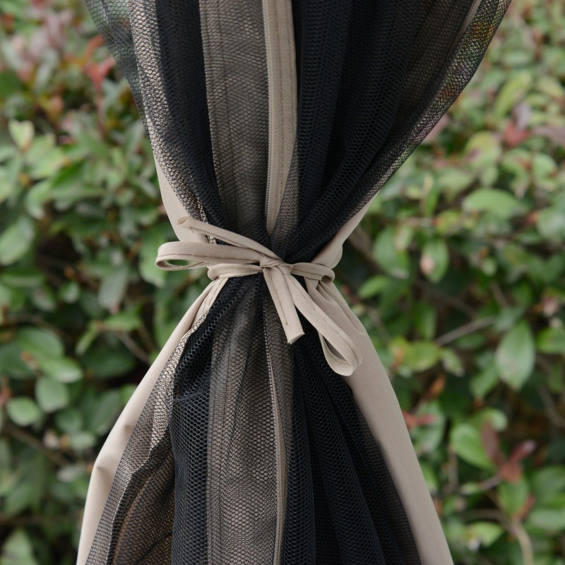 Puutarhakatos ulkokäyttöön metallirunko polyesterikatto 2,94 x 2,94 x 2,65 m harmaa