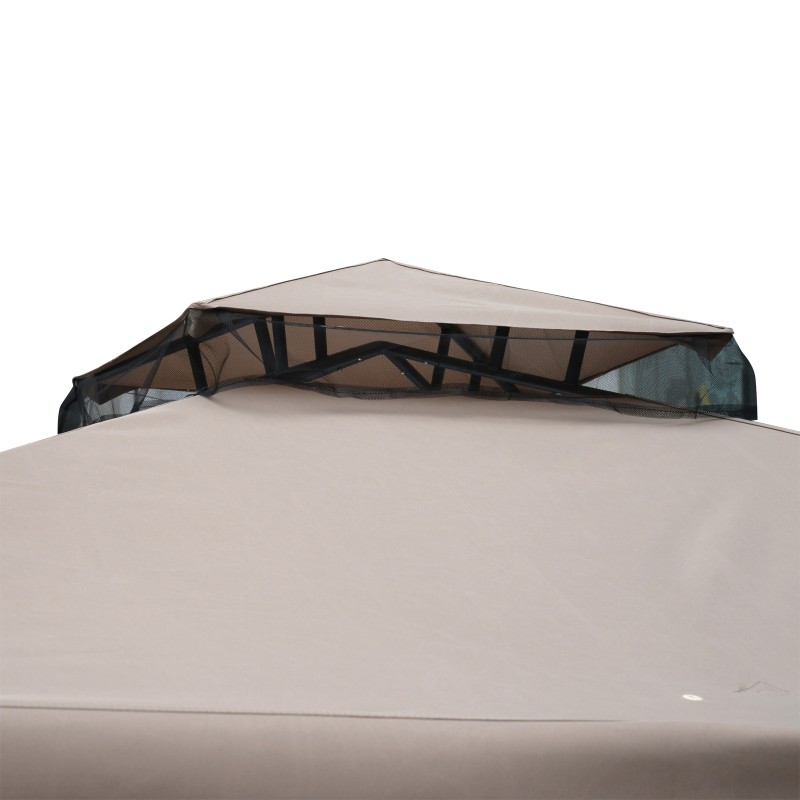 Puutarhakatos ulkokäyttöön metallirunko polyesterikatto 2,94 x 2,94 x 2,65 m harmaa