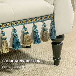 Verhoiltu penkki vintage-tyyli 117x40x58 cm samettimainen kangas beige, kantavuus 150 kg