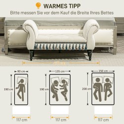 Verhoiltu penkki vintage-tyyli 117x40x58 cm samettimainen kangas beige, kantavuus 150 kg