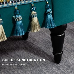 Samettinen vintage-istuinpenkki käsinojilla 117x40x58 cm, kantavuus 150 kg, vihreä