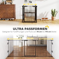 Lemmikkien turvaportti ja koira-aitaus, metalli, 300 x 74,5 cm, taitettava, musta