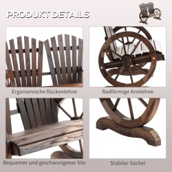 Puutarhapenkki 2 hengen, täyskuusi, 108 x 66 x 95 cm, 250 kg, tummanruskea