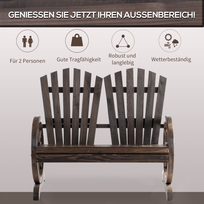 Puutarhapenkki 2 hengen, täyskuusi, 108 x 66 x 95 cm, 250 kg, tummanruskea