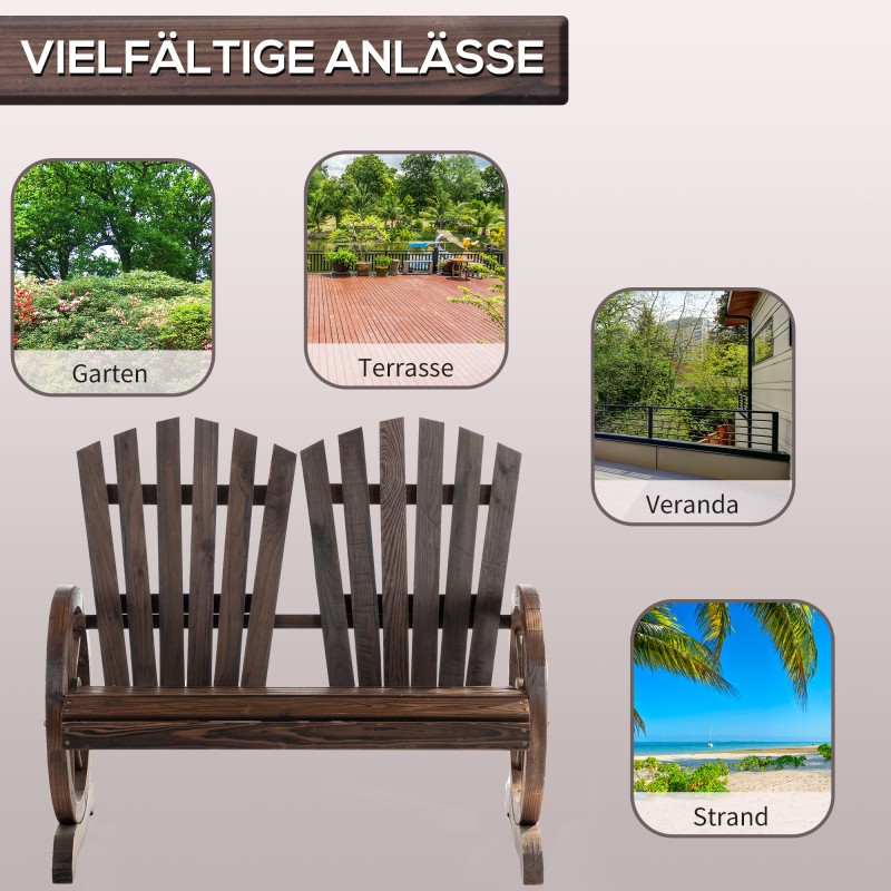 Puutarhapenkki 2 hengen, täyskuusi, 108 x 66 x 95 cm, 250 kg, tummanruskea