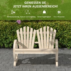 Puutarhapenkki kahdelle ulkokäyttöön, kuusipuu, 108x66x95 cm, luonnonpuu, vaununpyörädesign