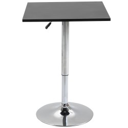 Korkeussäädettävä baaripöytä 69–93 cm, 60x60 cm, metallirunko ja MDF-taso, musta/hopea