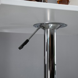 Korkeussäädettävä pyöreä baaripöytä 60x60x69–91 cm MDF/metalli valkoinen-hopea