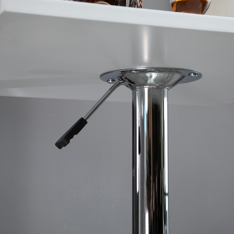 Korkeussäädettävä pyöreä baaripöytä 60x60x69–91 cm MDF/metalli valkoinen-hopea