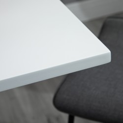 Korkeussäädettävä pyöreä baaripöytä 60x60x69–91 cm MDF/metalli valkoinen-hopea