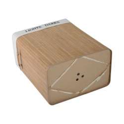 Bambuinen pyykkikori kannella 100 L, kaksiosainen, irrotettava canvaskassi, luonnonväri