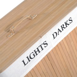 Bambuinen pyykkikori kannella 100 L, kaksiosainen, irrotettava canvaskassi, luonnonväri