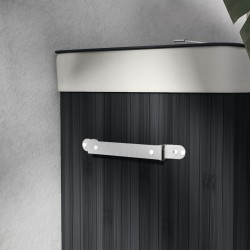 Pyykkikori kannella bambua ja kangaspussi, kokoontaitettava 40 x 30 x 60 cm 72 L musta