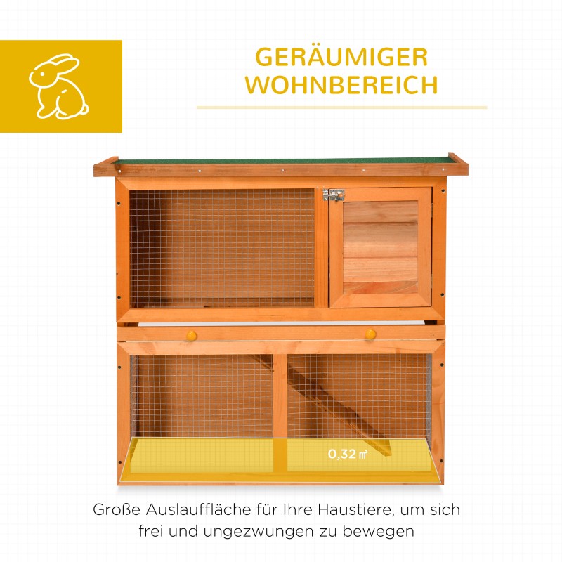 Pieneläinten ulkohäkki 2 tasoa kuusi 90 x 45 x 80 cm keltainen–vihreä