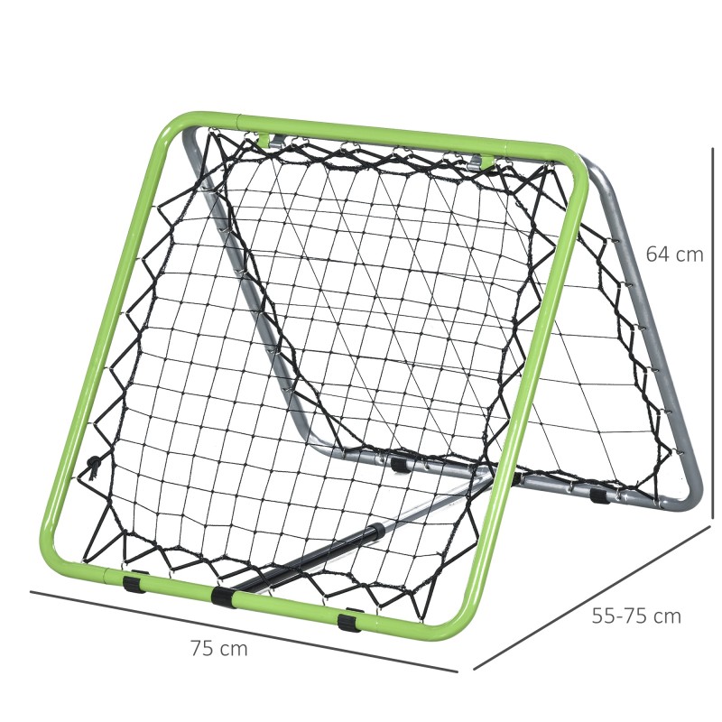 Jalkapallo harjoitusverkko rebounder kaksipuolinen metalli 75 x 75 x 64 cm vihreä–musta
