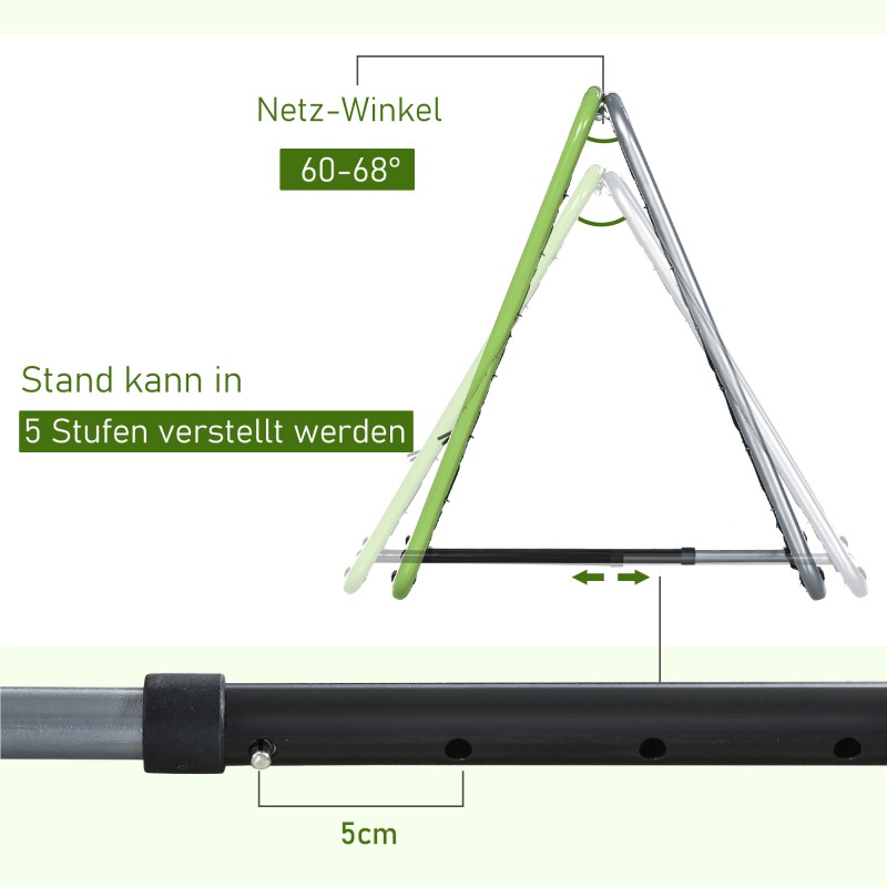 Jalkapallo harjoitusverkko rebounder kaksipuolinen metalli 75 x 75 x 64 cm vihreä–musta