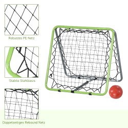 Jalkapallo harjoitusverkko rebounder kaksipuolinen metalli 75 x 75 x 64 cm vihreä–musta