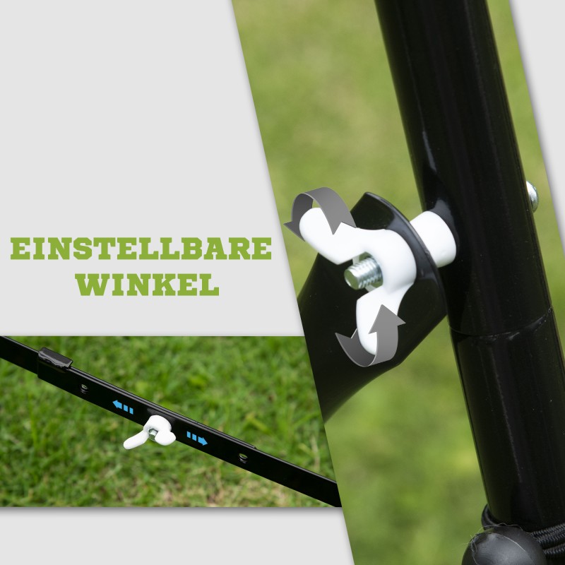 Jalkapallorebounder nuorille ja aikuisille, teräsrunko ja PE-verkko, 84 x 84 cm, musta