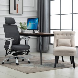 Nojatuoli lukemiseen ja rentoutumiseen, pellavaa muistuttava kangas, 52,5 x 69 x 77 cm, kermanvalkoinen