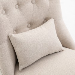 Nojatuoli lukemiseen ja rentoutumiseen, pellavaa muistuttava kangas, 52,5 x 69 x 77 cm, kermanvalkoinen