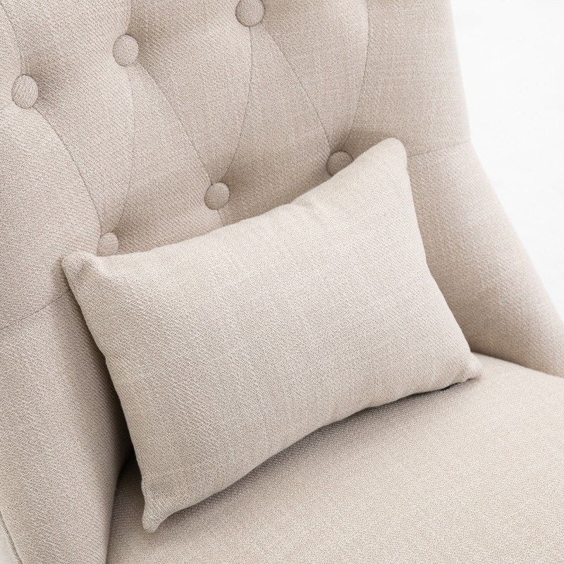 Nojatuoli lukemiseen ja rentoutumiseen, pellavaa muistuttava kangas, 52,5 x 69 x 77 cm, kermanvalkoinen