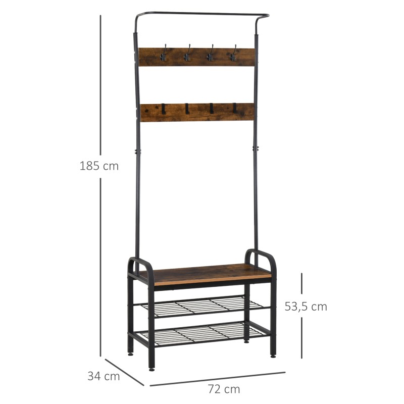 Naulakko Ja Kenk hylly Eteiseen Metalli Ja MDF 72 X 34 X 185 Cm 