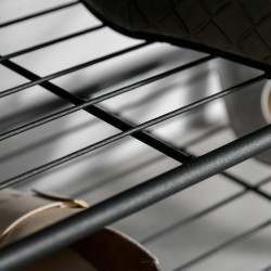 Naulakko ja kenkähylly eteiseen, metalli ja MDF, 72 x 34 x 185 cm, musta ja puunsävy